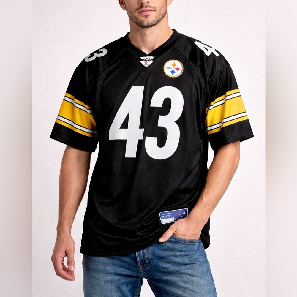 🏈 Steelers Polamalu #43 Black Jersey Size 48 NFL Fan New‎ Clean Rare